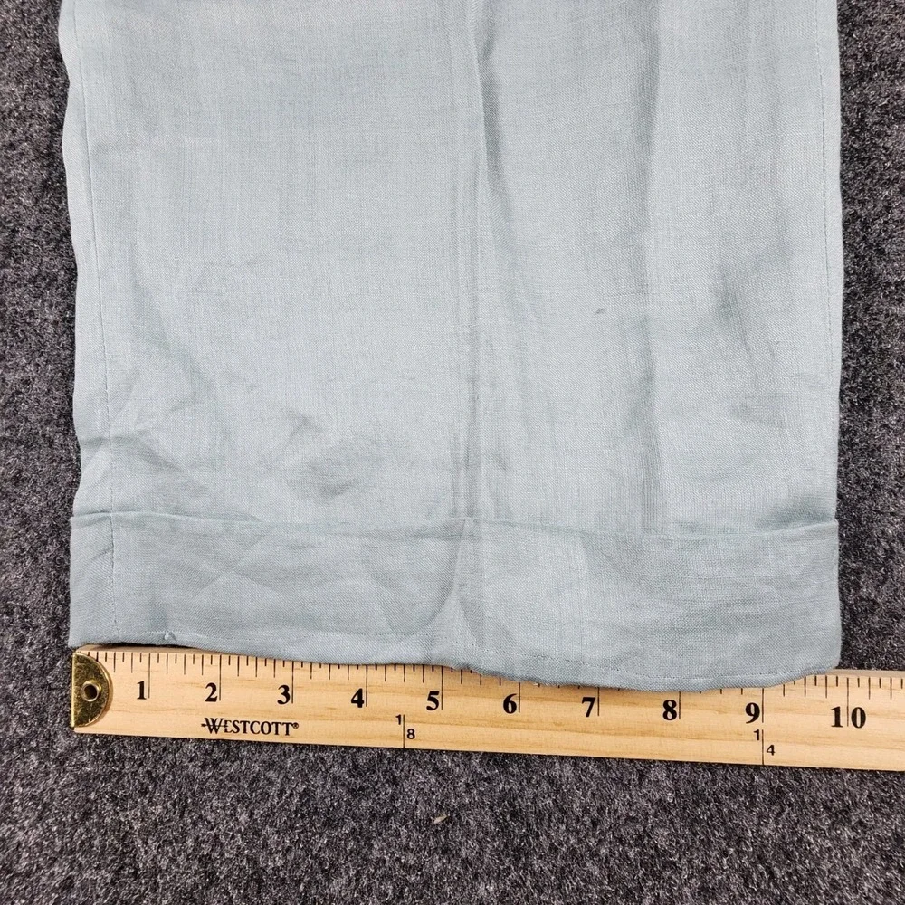 Steve Harvey 100% Linen Dress Pants Mens 40/34 Sage Green Pleated Cuffed Luxury